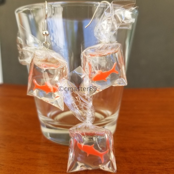 Clear Fish In A Bag Earring & Pendant Set - NEW - Picture 6 of 8